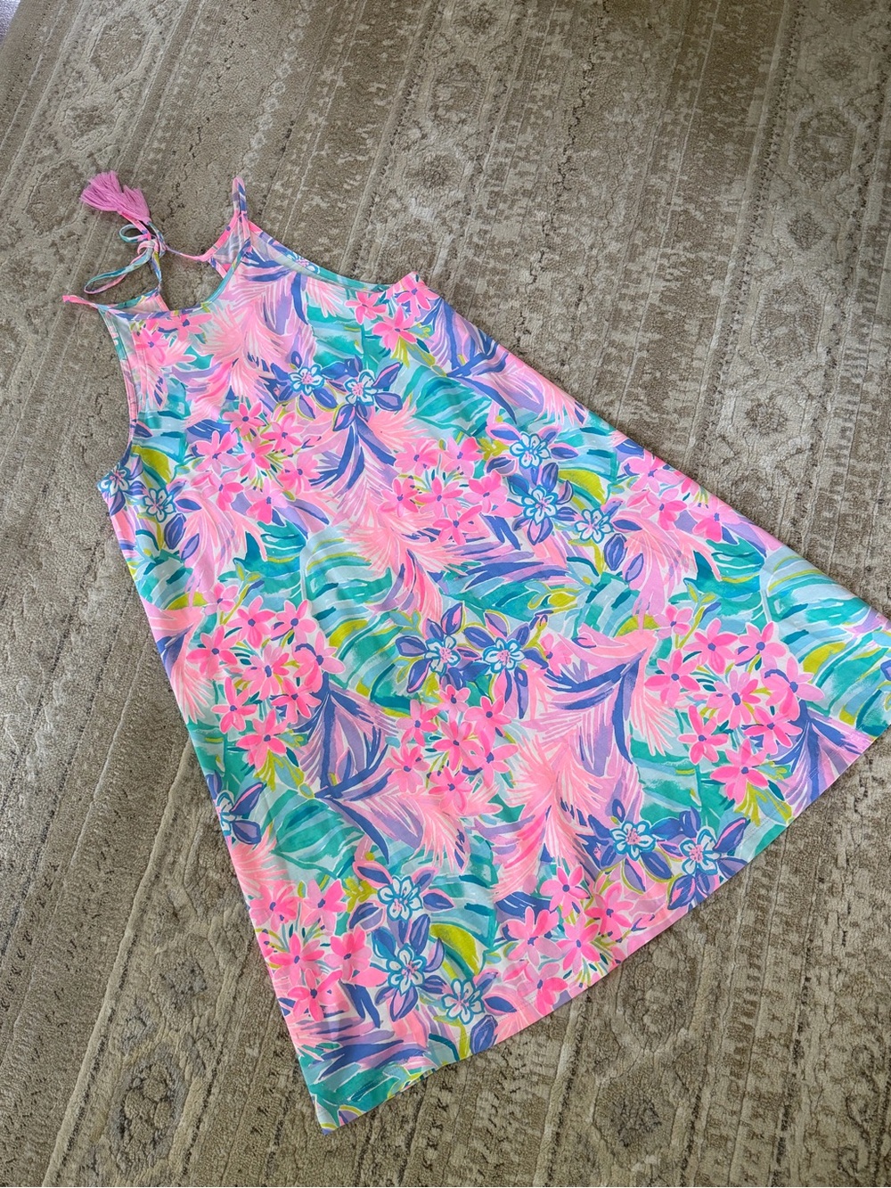 Lilly Pulitzer Pink Floral Tropical Print Sundress